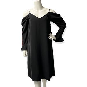 Black Cold‎ Shoulder Shift MIDI Dress